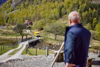 DHL van on his way to a farmhouse