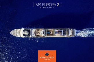 Cruiseship Europa 2 from the top by droneshot