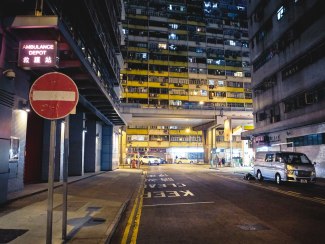 one night in Hong Kong colorful streetsituation in Hong Kong at night