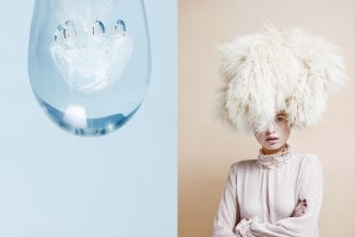 girl with a funny artifical fur-wig