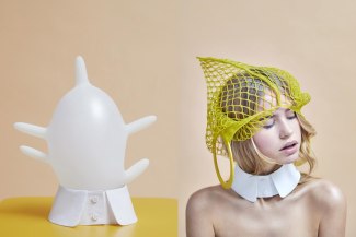 girl wearing a yellow shoppinh net