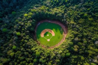 a baseballfield, hidden in brazilian jungle