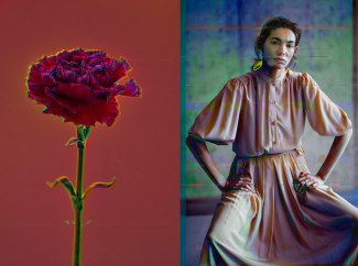 Chroma Shades a flower and a girl, matched in an artistic way