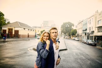 young couple in drizzlerain