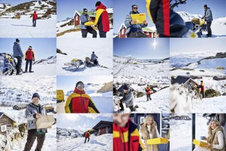 mosaik of DHL delivery situations in snowy environment