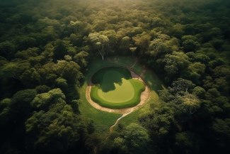a one hole golfcourse, hidden in brazilian jungle