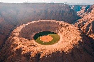 tiny baseballfield in the desert