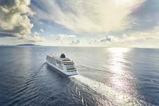 droneshot of the cruiseship EUROPA 2