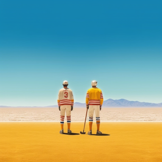 two cricketplayer standing in the desert