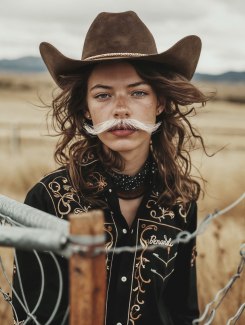 cowgirl with mustache