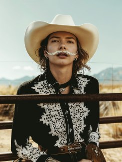 cowgirl with mustache
