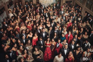group of 100 people in Venice ballroom
